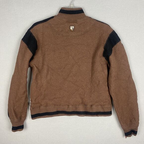 Kuhl Sweater Womens XL Brown Black Merino Wool 1/4 Zip Pullover Ladies Jacket - Picture 4 of 10